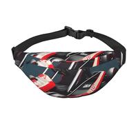 Cangurera ligera para correr, senderismo, mini estampado de kart, riñonera grande para entrenamiento, viajes, color negro, talla única, deportes, Black, Talla única, Deportivo