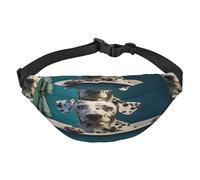 Cangurera multifuncional con diseño de perro que toma un baño, libera tus manos, cierre de cremallera, se puede cruzar y atar alrededor de la cintura, mochila de viaje para montañismo, correr, negro,
