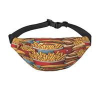 Cangurera multifuncional con muchas patatas fritas, libera tus manos, cierre de cremallera, se puede cruzar y atar alrededor de la cintura, mochila de viaje de montañismo para correr, negro, talla