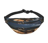 Cangurera multifuncional Elk In The Meadow, libera tus manos, cierre de cremallera, se puede cruzar y atar alrededor de la cintura, mochila de viaje para montañismo, correr, negro, talla única, Black,