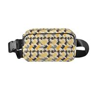 Cangurera multiusos con estampado animal Tigers con correa ajustable para viajes, gimnasio y trabajo, Pata de gallo retro amarilla y negra, 1 Size