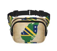 Cangurera negra grande con diseño de mapa de la bandera de las Islas Salomón con estampado de tres estrellas, para mujer, riñonera cruzada de nailon a la moda, Negro -, Talla única