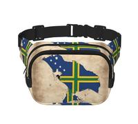 Cangurera negra grande con diseño de mapa de la bandera de las Islas Salomón con líneas cruzadas, para mujer, riñonera cruzada de nailon a la moda, Negro -, Talla única