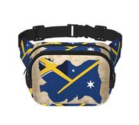 Cangurera negra grande con estampado de la bandera de las Islas Salomón map01 para mujer, riñonera cruzada de nailon a la moda, Negro -, Talla única