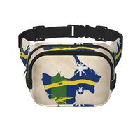 Cangurera negra grande con estampado de la bandera de las Islas Salomón map02 para mujer, riñonera cruzada de nailon a la moda, Negro -, Talla única