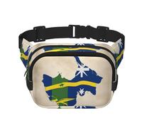 Cangurera negra grande con estampado de la bandera de las Islas Salomón map02 para mujer, riñonera cruzada de nailon a la moda, Negro -, Talla única