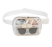 Cangurera transparente aprobada por el estadio, impermeable, bolsa transparente con correa ajustable para viajes, festivales, fiestas deportivas, color beige, Blanco