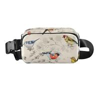 Cangurera vintage de acuarela para mujer, riñonera, bolsa de cadera, impermeable, bolsa de viaje de animales, acuarela de pájaros vintage, 8 x 5.3 x 2.3 pulgadas, divertida y linda, acuarela de