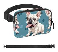 Cangureras blancas de bulldog francés para mujeres y hombres, riñonera cruzada con bolsillos con cremallera, riñonera impermeable con correa ajustable para entrenamiento, correr, viajar, senderismo,