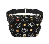 Cangureras con estampado de huellas de perro para mujeres y hombres, riñoneras de moda para entrenamiento, correr, viajar, senderismo, NEGRO, One Size
