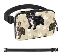 Cangureras de bulldog francés de mariposa para mujeres y hombres, riñonera cruzada con bolsillos con cremallera, riñonera impermeable con correa ajustable para entrenamiento, correr, viajar,