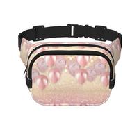 Cangureras de globo rosa con purpurina para mujeres y hombres, riñoneras de moda para entrenamiento, correr, viajar, senderismo, NEGRO, One Size