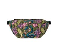 Cangureras grandes para mujeres y hombres, cruzadas, coloridas bolsas cruzadas de viaje con flores de dragón y cobra para mujer, a la moda, riñonera para mujeres y hombres, riñonera para mujer con