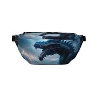 Cangureras grandes para mujeres y hombres, cruzadas, con diseño de dragón, tormenta de trueno azul, bolsa cruzada de viaje para mujer, a la moda, riñonera para mujeres, hombres, bandolera con correa
