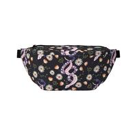 Cangureras grandes para mujeres y hombres, cruzadas, exóticas y lindas serpientes blancas con margaritas blancas para mujer, a la moda, riñonera para mujeres y hombres, bolsa de cintura para mujer con