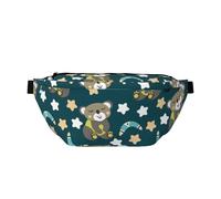 Cangureras grandes para mujeres y hombres, cruzadas, lindas bolsas cruzadas de viaje de color verde oscuro con diseño de oso estrella, bolsa de cinturón para mujeres y hombres, riñonera para mujer con