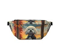 Cangureras grandes para mujeres y hombres, cruzadas, para meditar, al atardecer, bichón, frise, bolsa cruzada de viaje para mujer, moderna, riñonera para mujer, bolsa de cinturón para mujeres y