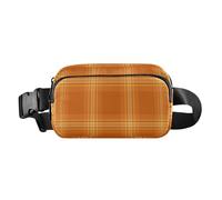 Cangureras para mujeres y hombres, a cuadros naranja ámbar, riñonera, riñonera, bolsa cruzada, textura de rejilla, correr, senderismo, para niñas y niños