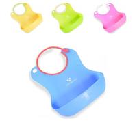 Canguro babero para bebé Am-Am, silicona, bolsa para sobras, cierre ajustable, color:azul