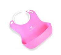 Canguro babero para bebé Am-Am, silicona, bolsa para sobras, cierre ajustable, color:rosa