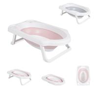 Canguro bañera plegable para bebés Maui, 84 cm de largo, desagüe, compartimentos, colores:rosa