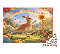 Canguro Ilustrado Puzzle de 1000 Piezas Papel para Adultos Jardín Arcoíris Fantasía Relajación Enfoque Regalo Hogar 38x26cm/1000pcs