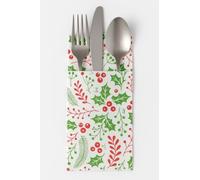Canguro Manteles y Servilletas Navideñas con Muérdago, Individual 30x40 cm y 40x40 cm, Efecto Tela Tissue-Seco, Blanco con Verde y Rojo, Pack Elegante Desechable (240 servilletas)