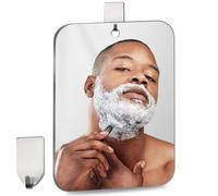 canhard Espejo de ducha irrompible para afeitarse, 8 x 6 pulgadas, espejo de ducha mediano y portátil para hombres con soporte adhesivo para casillero, ideal para acampar y viajar, succión