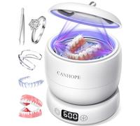 CANHOPE Ultrasonic Retainer Cleaner Machine, 42kHz Professional for Dentures, Aligners, Mouth Guards, Jewelry - IPX7 Waterproof Durable Removable Base and Top Cover, 3 Timer Settings, Quiet White