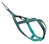 CANI C GEAR, Arnés Tipo X-Back, Modelo Olympia, Color Negro/Turquesa, Ajustes en Espalda y Cuello, Forro de Neopreno antiirritación, Garantía de por Vida, L
