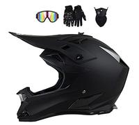 CANIAN Cascos de Cross de Moto Adultos Casco Todoterreno Set Niños con Gafas, Máscara y Guantes, Casco Downhill Unisex Casco de Motocross para MTB, BMX, ATV, Go Kart, Off Road Dirt Bike (B,M)