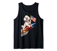 Caniche 4 de Julio 4 Bandera Americana Fuegos Artificiales Lindo Camiseta sin Mangas