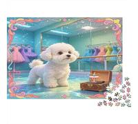 Caniche Blanco Puzzle de 1000 Piezas Papel para Adultos Habitación de Vestidos de Ensueño Relajación Atención Familiar Decoración Regalo 70x50cm/1000pcs