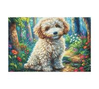 Caniche Campo de Flores Mascota tierna Vida Silvestre Naturaleza Salvaje Bonita Rural Puzzle 1000 Piezas para Adultos Divertido Creativo Y Relajante Pasatiempos Y Momentos Libres 1000 PCS（75x50cm）