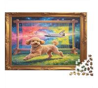 Caniche Césped Puzzle de 1000 Piezas Papel para Adultos Fondo Espacial Colores Vivos Relajación Enfoque Decoración Regalo en Familia Nan