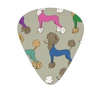 Caniche colorido de dibujos animados divertidos,12 púas de guitarra, 3 grosores diferentes para guitarra acústica, bajo y ukelele