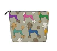 Caniche Colorido de Dibujos Animados Divertidos,Neceser de Maquillaje de imitación Lino, Neceser de Viaje portátil