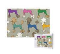 Caniche Colorido de Dibujos Animados Divertidos,Rompecabezas de Madera de 1000 Piezas para Adultos y Adolescentes.