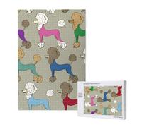Caniche Colorido de Dibujos Animados Divertidos,Rompecabezas de Madera de 1000 Piezas para Adultos y Adolescentes.