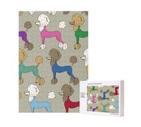 Caniche Colorido de Dibujos Animados Divertidos,Rompecabezas de Madera de 300 Piezas para Adultos y Adolescentes.
