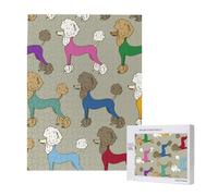 Caniche Colorido de Dibujos Animados Divertidos,Rompecabezas de Madera de 500 Piezas para Adultos y Adolescentes.