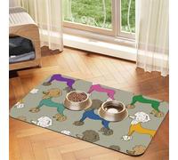 Caniche Colorido de Dibujos Animados Divertidos,Tapete para Comida de Mascotas, manteles Individuales de Cuero sintético para Gatos y Perros,30x45cm