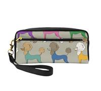 Caniche Colorido Divertidos Dibujos Animados, Bolsa de Maquillaje Bolsa de cosméticos Bolsa de Aseo de Viaje portátil Estuche de Cuero para Mujeres y niñas