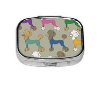 Caniche colorido divertidos dibujos animados, Pastillero cuadrado para bolsillo o monedero, pequeño contenedor de pastillas, organizador de pastillas de viaje