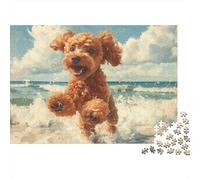 Caniche Corre Playa Rompecabezas Estilo Arte Perro Lindo 3 Capas Cartón 1000 PC, Ultra Difícil, Decoración Pared, Regalo Familia/Ancianos 52x38cm/1000pcs
