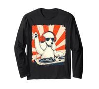 Caniche DJ House Music Retro Dog Lover Manga Larga