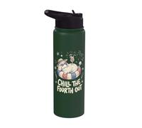 Caniche Dog Chill The Fourth Out Día de la Independencia 4 de julio Stainless Steel Insulated Water Bottle