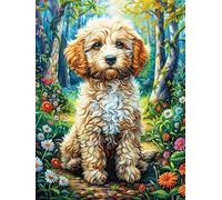 Caniche en Las Flores Rompecabezas 500 Piezas Cartón para Parejas Animal Salvaje Actividad Tiempo Libre Terapia Relajación Decoración Salón Regalo Sorpresa 500 PCS