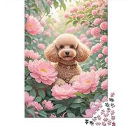 Caniche Flores Rosas Descanso Puzzle 1000 Piezas Impresión De Alta Definición, Puzzle De Madera, para Adultos Y Niños 14+, Rompecabezas Entretenimiento Creativo, Regalos Originales 1000pcs (75x50cm)