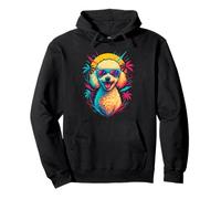 Caniche fresco con gafas de sol Retro Palm Sunset Dog Art Sudadera con Capucha